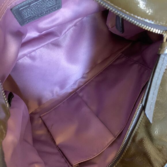 Coach Olive Green Embossed Patent Leather Tote / Shoulder Bag Medium Size - Picture 9 of 12